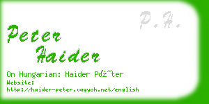 peter haider business card